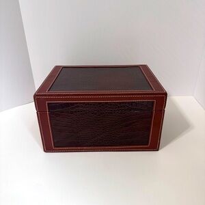 Croc Embossed Faux Leather Keepsake Box Brown Decorative Storage Home Office